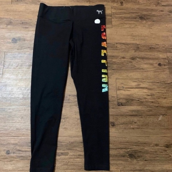 PINK Victoria's Secret bling rainbow ombré leggings NWT M - Picture 4 of 6